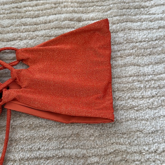 Sara Cristina Hava Bikini with Bandeau Top and Bottom in Shiny Orange Size XS - Picture 6 of 16